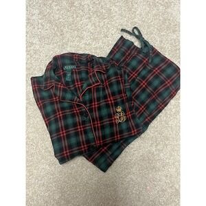 Women's Ralph Lauren Young Royals Emblem Red And Green plaid pajama set size S